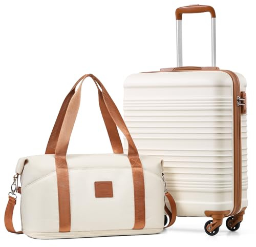 COOLIFE Cabin Suitcase, 55x40x20cm Cabin Luggage with ABS Hard Shell and Easyjet Bag 30L(45×36×20cm) Set, Carry On Suitcase with TSA Lock & 4 Wheels, Suitable for Ryanair, Easyjet, Paid Hand Luggage