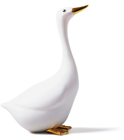 NENBOLEC Pato Figura Decorativa Animal Escultura Estatua Modern Regalo Interior Salon Arte Cerámico Decoración del Hogar Blanco 25cm