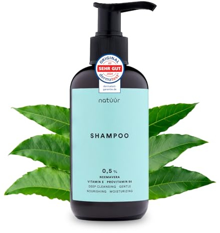 natüür Shampoo 200 ml | Nährendes Haarshampoo mit Neemavera, Vitamin E & Provitamin B5 | Feuchtigkeit & Glanz | Natürliche Haarpflege Damen | Shampoo Damen & Herren für sanfte Tiefenreinigung