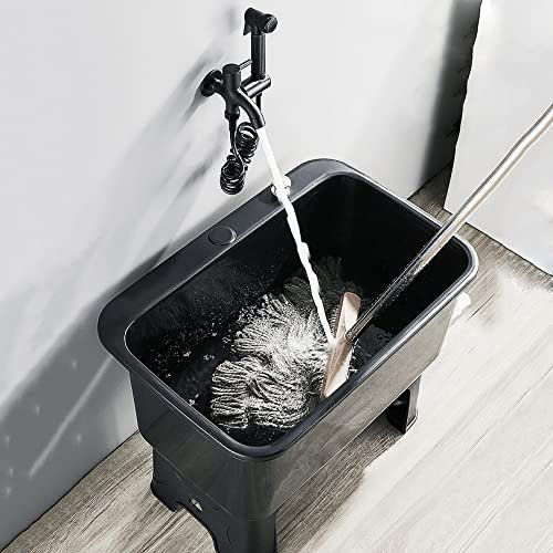 Floor Mop Sink Bathroom Mop Service Basin Heavy Duty Slop Sinks, Outdoor Public Sink with Faucet and Drain for Garage/Store
