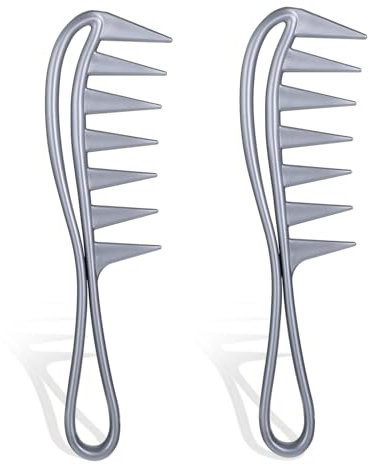 2 Stück Breite Zahnkämme Afro Kamm, Haarkamm Breiter Zahnkamm Haarkämme mit Haifischzähnen Lockenkamm zum Ausbürsten von Locken, Perückenkamm, Texturkamm für Männer und Frauen