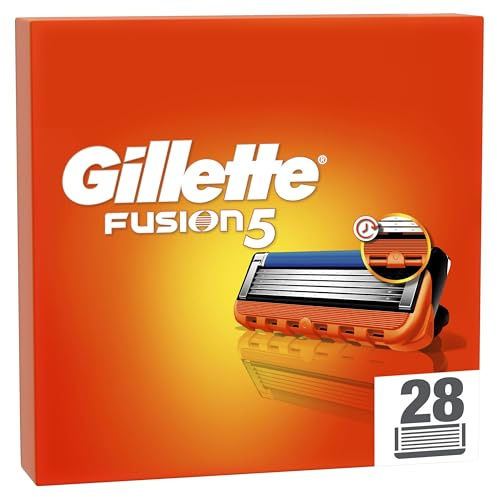 Gillette Fusion5 Rasierklingen Herren, 28 Original Ersatzklingen, Klingen für Männer mit Größerem Gleitstreifen für Sanftes Gleiten und 5 Klingen für Eine Gründliche und Komfortable Rasur