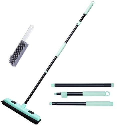 DALIPER Escoba de goma mejorada para eliminar el pelo de mascotas con escobilla de goma, barredora de pelusas para pequeños detalles, cepillo para pelusas para alfombras, azulejos, suelos de madera