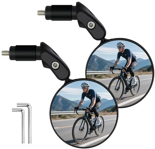 GmwyCzV 2 st cykelspegel, 360° roterbar motorcykelspegel, styr 17,4–22 mm, vägspegel, HD-glas konvex lins konvex spegel, för cykel backspegel, mountainbike