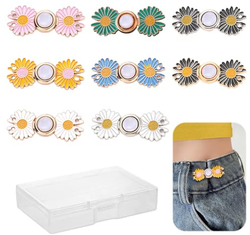 Knappar byxor snäv, 8 stycken byxknappar justerbara, midjetangent byxlinning tajta byxknappar justering för lösa jeans