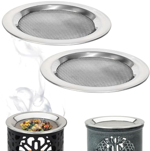 BAHME 2 Pcs Tamis à Fumage en Acier Inoxydable Ø 10 cm pour brûleur d'encens, réchaud, résines et Herbes, Grille de Remplacement pour brûle-Parfum et réchaud à huiles essentielles, Entretien Facile