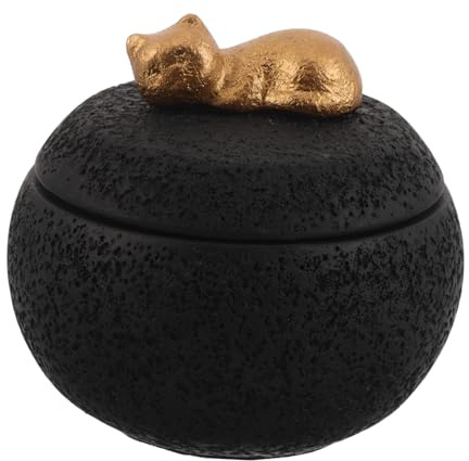 VALICLUD Urne Funéraire pour Chat en Ciment Noir 350 ML, Boîte Commémorative Scellée Résistante à L’humidité, Souvenir pour Cendres D’Animaux de Compagnie, Accessoire Funéraire pour Petits