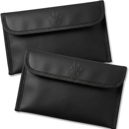 2 Pochettes Ignifuges 20x12cm Noir Etanche Fermeture Eclair Documents | Resistant haute temperature, poche securisee rangement, compact voyage, economie argent liquide, practical fibre