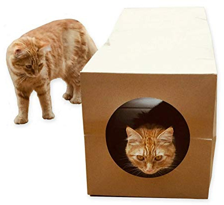 CATMAT Cat Tunnel Toy Large Heavy Duty Brown Paper Indoor Collapsible, Kittens, Small Dogs, Puppies Rabbits Tube Crinkle Sound 1m long 30cm diameter Fun!