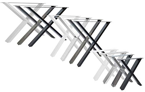 Natural Goods Berlin 2X Tischkufen X-Form - Design Tischbeine Metall Weiß - Tischgestell Deko - Tischfüße Metall - Möbelfüße aus Stahl - Möbelkufen für Esstisch, Schreibtischfüße - B85 x H72cm
