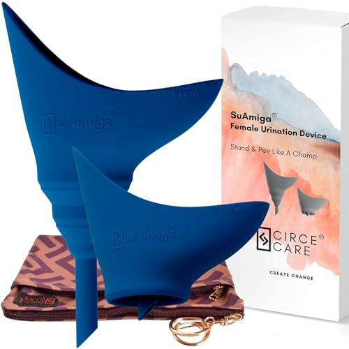 CIRCE CARE 2nd Gen SuAmiga - Dispositivo Pieghevole per la minzione Femminile; Imbuto per pipì da Donna con Borsa Impermeabile, orinatoio Femminile Portatile per Fare pipì in Piedi, per Camp/Viaggio