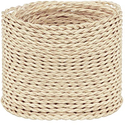 Helunsi 10M Champagne Gold Braided Flex Cable for DIY Lamps & Industrial Pendant Lights
