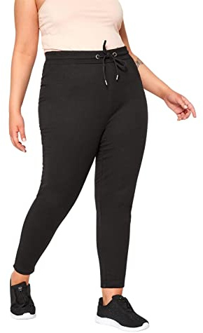Style It Up Pantaloni da donna oversize da donna, neri, casual, tinta unita, per palestra, yoga, lounge, pantaloni larghi, taglie forti