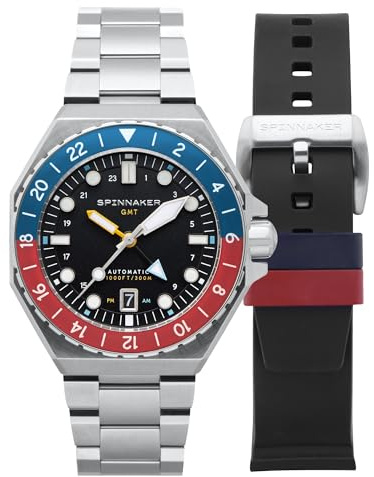 Spinnaker Dumas GMT SP-5119 - Orologio automatico da uomo con cinturino in acciaio inossidabile massiccio, 43 mm