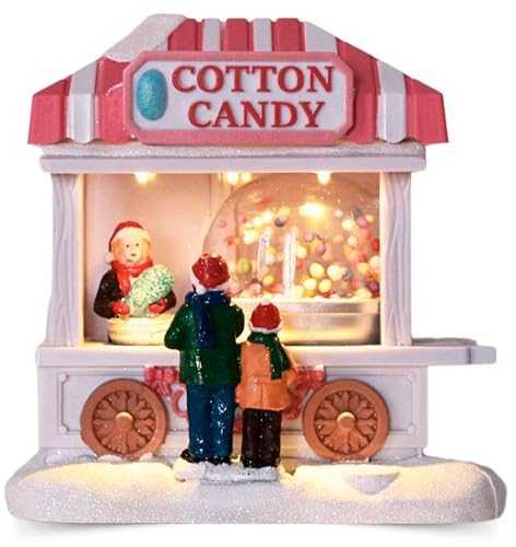 TIN Dreams | Weihnachtshäuse Zuckerstand mit Bewegung und LED-Lichtern | Animierte Weihnachtsszene | Beleuchtetes Häuschen für Miniatur Weihnachtsdorf, Weihnachtssiedlung | Weihnachtsdeko für Zuhause