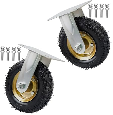 Conjunto De 2 Ruedas Fijas De Servicio Pesado, Giratoria Ruedas Pivotantes Silenciosa Capacidad De Carga: 300 Kg Rodamientos Dobles, Con Perno M10 Inflable De Goma Ruedas Muebles Aparato