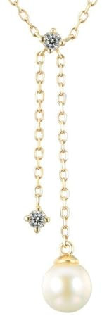 Epinki 18 Karat 750 Gold Ketten für Mädchen, Klassiker Anhänger Halskette mit Perle, 18K Gold Statement Kette Echt Gold 45cm