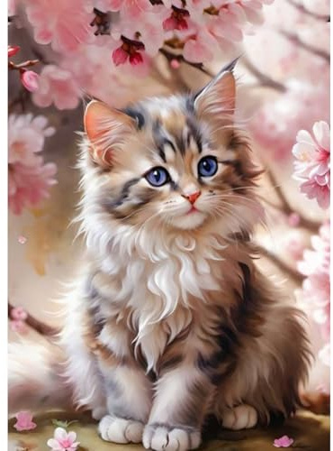 CEOVR Gatto Diamond Painting Kit Completo,Fiori Pittura Diamante,Animale Diamond Painting Adulti Adulto,30x40 cm Pittura Diamante 5D,Kit per Pittura Diamante Mosaico 5D,Gatto Sotto L'albero