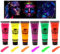 Set de pintura corporal UV, 6 colores neón UV, resistente al sudor, pintura fluorescente para cuerpo y cara, color para Halloween, carnaval, fiesta de neón de luz negra