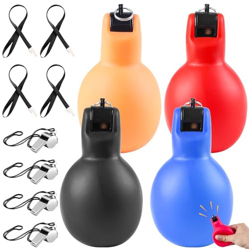 BAIFULAI 4 Stück Handpfeife, Handpfeife mit 1 Stück Edelstahl Sportpfeifen, Trillerpfeife für Trainer, Schiedsrichter Pfeife, Handpfeife Sportunterricht für Schiedsrichter, Sportlehrer, Hundetrainer