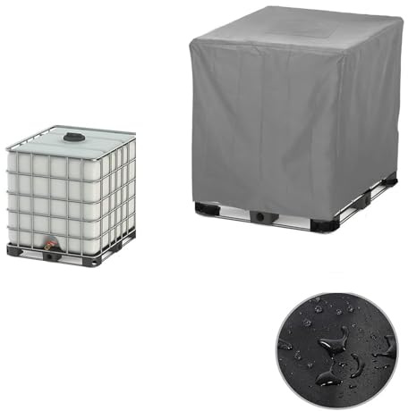 DLLDLGG 275-330 Gallon IBC Tote Cover IBC Tote Lid Heavy Duty Waterproof IBC Tote Lid Rain Barrel Cover Water Tank Cover Water Tote Cover IBC Cover(Gray,300 Gallon)