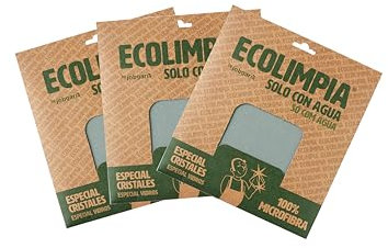 Ecolimpia - Pack de 3 Bayetas de Microfibra para Cristales | Limpieza Solo con Agua | Fabricadas en España | Certificadas OEKOTEX y FSC | Reutilizables y Ecológicas | Sin Rastros ni Pelusas (Verde)