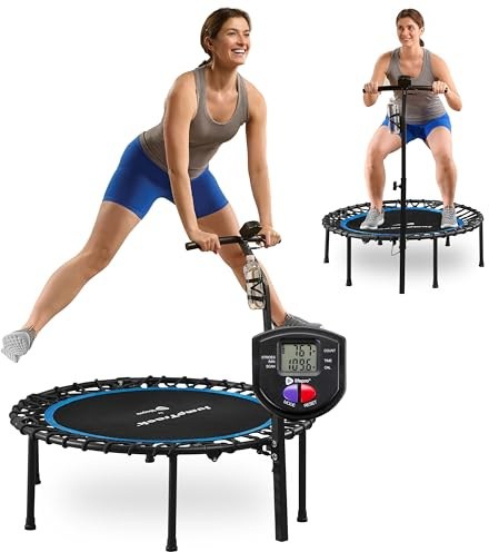 Lifepro Jumptrack Indoor Rebounder Trampoline for Adults with Handle Bar & Jump Counter – Foldable 40” Portable Silent Bungee System for Low-Impact Cardio & Exercise Trampoline Indoor/Outdoor Workouts