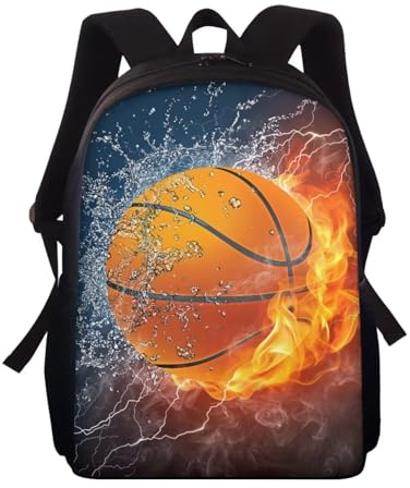 Wnbucioht barn ryggsäck för skola bokväska pojkar flickor skolväskor 15 tum personlig barn dagväska, En flamma basket, en storlek