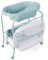 GOPLUS Baignoire Pliable Bébé 4 en 1, Baignoire Bebe sur Pied, avec Panier de Rangement et Roues Verrouillables, Charge 35 KG, Table a Langer avec Baignoire pour 0-12 Mois (Bleu)