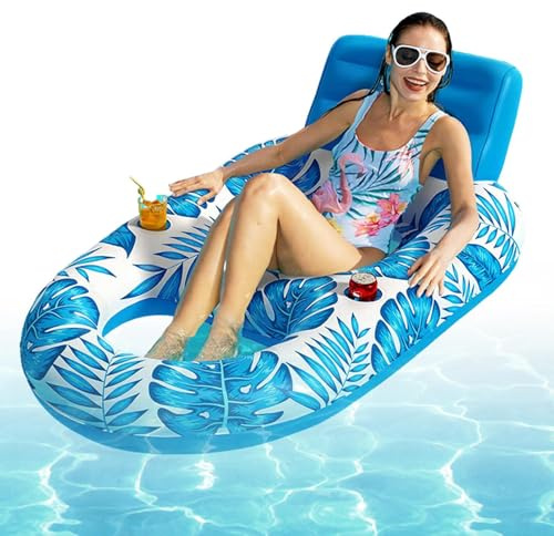 Chaise longue de piscine dans l'eau, matelas gonflable avec porte-gobelet, hamac à eau, hamac gonflable, lit de natation, fauteuil de natation, 160 x 120 x 70 cm