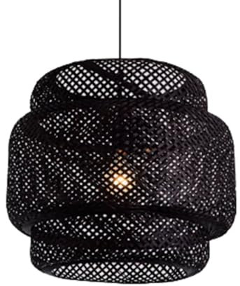 JXYDJH Lampadario in Rattan di bambù per Cucina, Lampada A Sospensione Rustica in Cesto di bambù da 15,7 Pollici, Illuminazione A Sospensione in Gabbia di bambù da Fattoria, Lanterna Boho