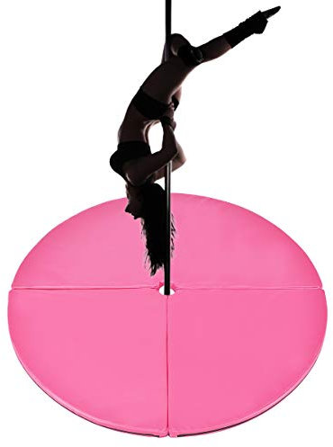 GOPLUS - Colchoneta de Gimnasia de PVC con 4 Piezas Plegables Redondas, Diámetro 150 cm, Grosor 5 cm, Color Rosa, Tamaño 150 x 150 x 5 cm (L x l x H)