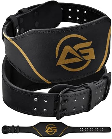 Weight Lifting Belt by AG - Top Class Cowhide Leather Belt with 4” & 6” Padded Lumbar Back Support for Weightlifting, Gym Lifting, Powerlifting, Workout (6 Wide/Black, Large)