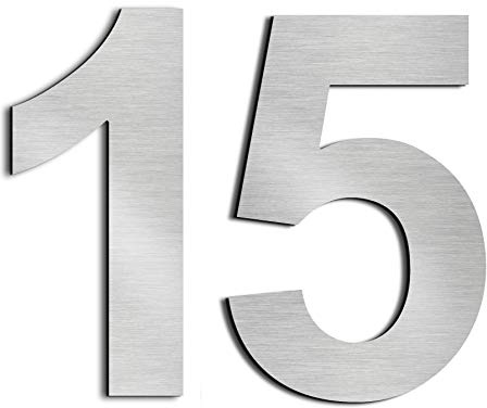 nanlyiau 2pc 3in/7.5cm numeros adhesivos números de casa numeros numeros casa exterior numeros adhesivos de acero inoxidable 304(3in number 15)