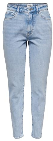 ONLY Onlemily - Vaqueros de Corte Recto de Cintura Alta para Mujer, Mezclilla De Color Azul Claro, 27W / 30L