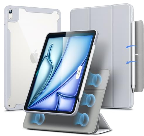 ESR Magnetisch Hülle für iPad Air 11 Zoll M4/M3/M2 (2026/2025/2024), iPad Air 5./4.Gen Hülle 10,9 Zoll Stifthalter, abnehmbare magnetische Abdeckung, vertikaler Ständer Rebound 360 Serie,Grau