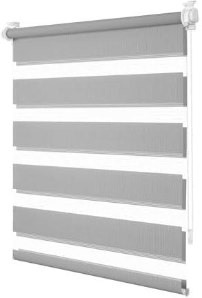 Doppelrollo Klemmfix ohne Bohren Grau B40 x H110 cm (Stoffbreite 35cm) Rollos für Fenster ohne Bohren Lichtdurchlässig & Verdunkelnd Klemmrollo Fenster Rollos für innen