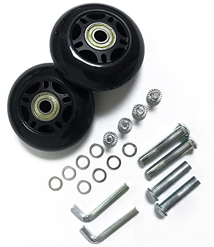 LOTOWELZON 2 ruedas de repuesto para maleta de equipaje, ruedas de patines en línea de 75 mm con rodamientos de 8 mm, juego de reparación de llaves de eje de 35 mm y 40 mm (OD75 x THK24 mm)