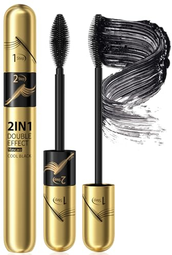 Mascara Waterproof, 4D Silk Fiber Eyelash Mascara, Volumen Mascara für für unschlagbares Volumen und maximale Farb-Definition der Wimpern, Kein Klumpen, langlebiges, natürliches, Schwarz, 1 x 9g