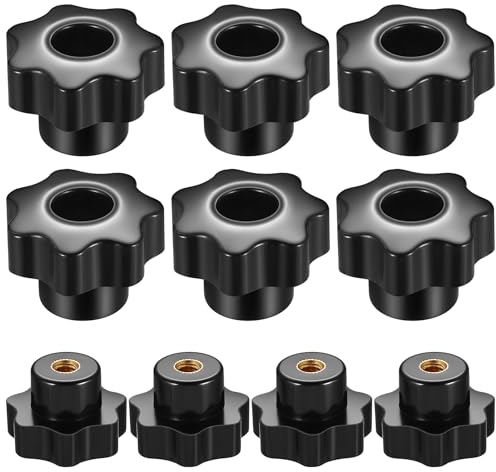 10 Pz Manopole a Stella M6 x 32mm, Manopola Stella Nero Vite, Dado con Impugnatura a Stella Pulsante di Serraggio, Bachelite Manopola Serraggio a Filettatura Femmina Manopola per Macchine Utensili