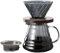ZDDOUS Verter sobre la cafetera, jarra de vidrio de borosilicato de 20 oz con Filtro de papel de tamaño de 100 piezas, tapa de vidrio con mango de nogal, 600 ml, transparente