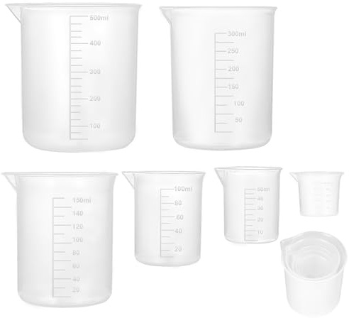 Measuring Cups Set of 6, Measuring Cups 25 ml, 50 ml, 100 ml, 150 ml, 250 ml, 500 ml, Precision Measuring Cup with Scale, for Detergent, Kitchen Baking, Laboratory, Cooking