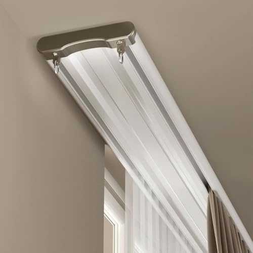 HIQACTLIF Riel De Cortina Doble De Techo, Silencioso y Oculto, Resistente Con Accesorios, Adecuado for Sala De Estar Y Baño (White, 100cm/39.4in)