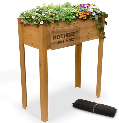 STREND PRO Aiuola rialzata per balcone | 98 cm (A) x 40 cm (P) x 84 cm (L) | Aiuola in legno con telo impermeabile | Piccola aiuola rialzata stretta, ideale per balconi, terrazze e giardini
