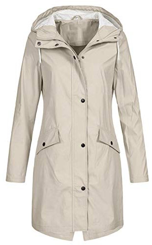 Softshell Jacket Womens, Ladies Lightweight Rain Coat with Hood & Pockets, Full Coverage Windproof Walking Coat, Longline Outdoor Jacket for Hiking, Rain Coats for Women