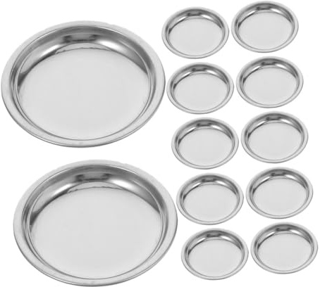 Warmhm 12 pezzi Vassoio Portabustine Tè Acciaio Piattino Rotondo Resistente e Facile da Supporto Stabile per Infusori e Bustine per e Tè