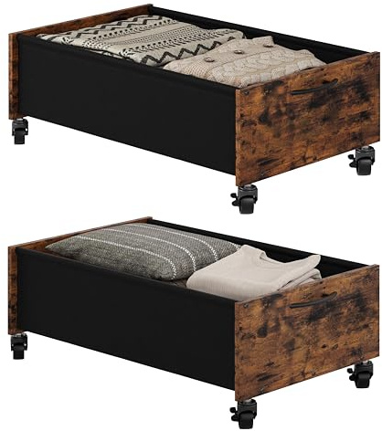 FOUCSSOMEI Under Bed Storage with Wheels, Under Bed Storage Drawers on Wheels, Metal Frame Under Bed Shoe Storage, Space-Saving for Bedroom Closet Organization
