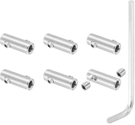 PATIKIL 3mm Hole Wire Rope Clips Set, 6 Pcs 304 Stainless Steel Double Holes Lock Cable Clamps Clip with M4 Hexagon Screws Spanner for Wire Rope Fitting, Silver