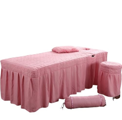 Skönhetssalong sänglakan 5 st trosor kjol överkast med hål kropp massageskydd (rosa, 190 cm x 70 cm)