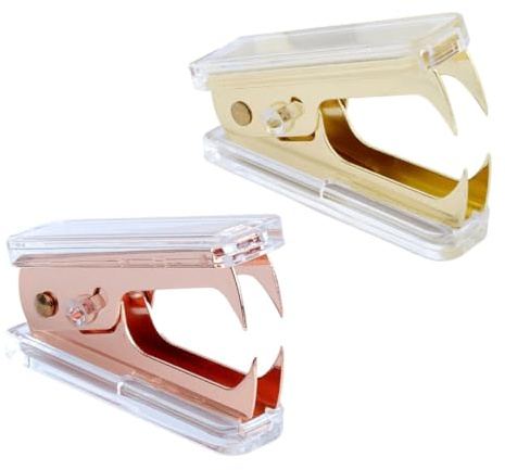 MAGICLULU Lot de 2 Agrafeuses Manuelles Transparentes en Acrylique, Outil D'agrafage Scolaire et Bureau, Machine à Relier les Dossiers Compacte, Fournitures de Bureau Couleur Aléatoire